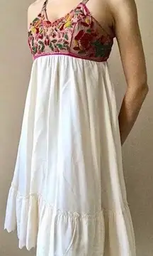 Anthropologie Zehavale Norrbotten Dress Copper Red Pink Embroidery Beaded