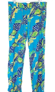 Lilly Pulitzer Lorena Breezy Palazzo Pants Turquoise Seashell Sz S