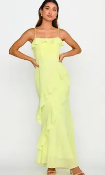 | ACTUAL SUNSHINE RUFFLE TRIM MAXI DRESS LIME