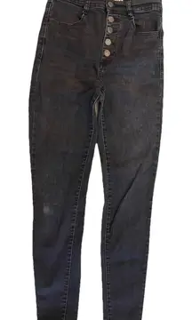 Garage Jeans‎ Women's Sz 3 Black High Waist Skinny Stretch Denim Distressed Goth
