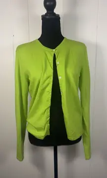 Vintage Lilly Pulitzer Lime Green 100% Cotton/nylon Button Up Cardigan Small