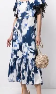 NEW NWT  Camryn Midi Dress In Blue Ikat Floral