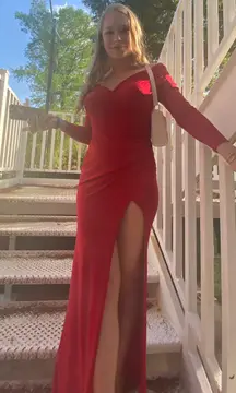 Long Sleeve Red Dress