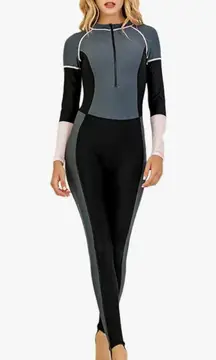 Women's Full Body Swimsuit Rash Guard  Long Sleeve Long Leg Swimwear with UV Sun Protection