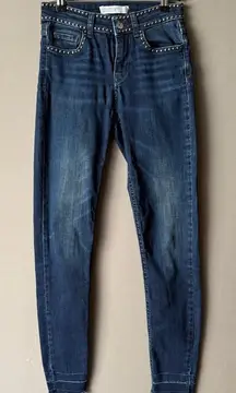 ZARA BASIC Z1975 DENIM Studded Blue Skinny Jeans Women Size 02