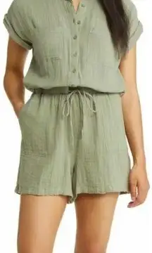 Beachlunchlounge  NWT Esra green romper woman size XL pockets adjustable waist