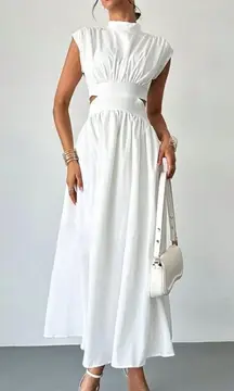 Firerie White Midi Dress with Cut Out
