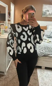 Black and White Cheetah Print Sweater