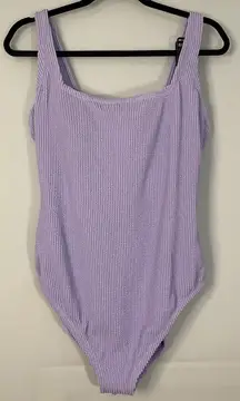 Kona Sol Purple Textured One Piece Swimsuit Square Neck‎ Size 17