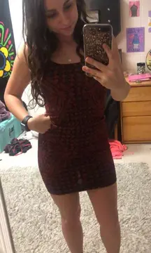 Red & Black Glitter Formal Dress