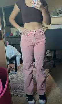 Mid Rise Pink Jeans