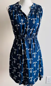 Escapada Anchor print drawstring waist summer Dress Womens Size S