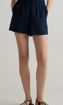 NWT Quince 100% European Linen High Waisted Shorts Navy Linen Sz XS