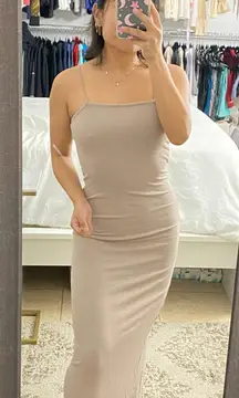 Ribbed Beige Maxi Dress