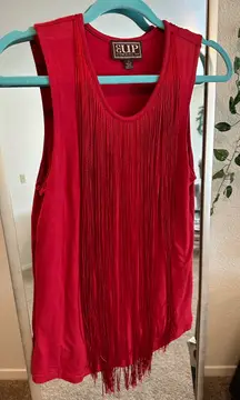 Cowgirl Up Red Fringe Tank Top