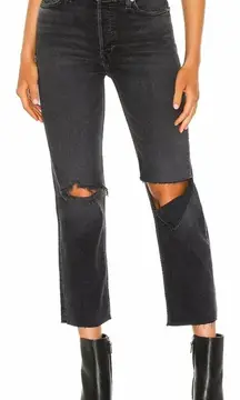 Re/Done Originals‎ 70s Stove Pipe Jeans Faded Coal With Rips Size 23