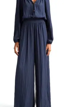 Ramy Brook‎ Lea Crinkle Wide Leg Jumpsuit in Navy