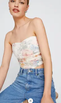 Nasty Gal Floral Ruched Strapless Corset Top