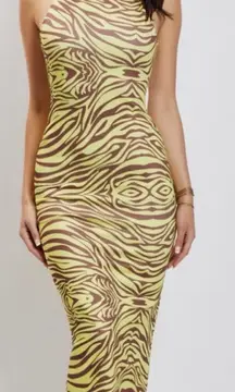 MESHKI LIMA Halter Zebra Print Halter Neck Midi Dress size XS
