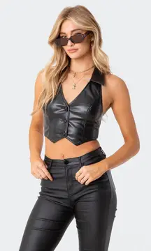 Edikted Open Back Leather Vest