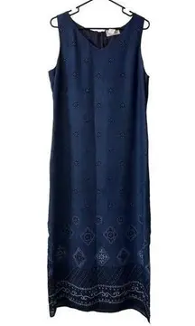 Molly Malloy Sleeveless Dress Navy Blue Floral Size 14 Travel Classic City Beach