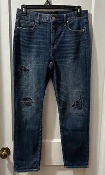 White House Black Market High Rise Patched Skinny Ankle Jean in 10