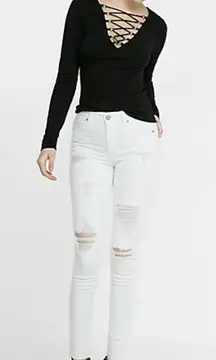 ✨Distressed Black Mid Rise Jean Legging✨