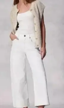 NWT rag & bone Andi High Rise Ankle Wide Leg Jeans White Size 32"