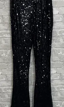 PrettyLittleThing Black Sequin Flare Trousers