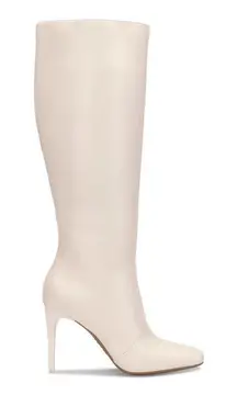 INC Off White Square Toe Knee High Faux LeatherBoots(Size 10)