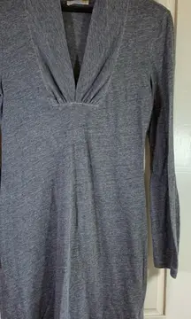 C&C California Heather Gray Long Sleeve Deep V Mini‎ Dress M Boho Loungewear