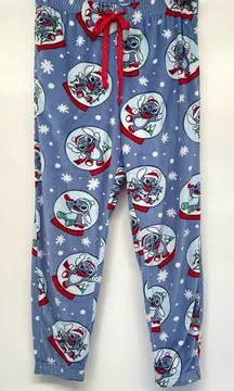 Disney Stitch Christmas Pajama Pants Women Small Fleece Jogger with Pockets