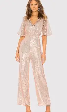 NWT NBD x Naven Womens Jumpsuit Peach Camilla Overlay Sequin Sparkle Party 2XS