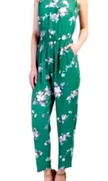 Jaase Green Floral Pant Jumpsuit small