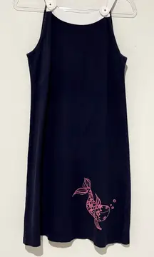 Lilly Pulitzer Vintage coy fish nautical overall dress navy blue pink medium