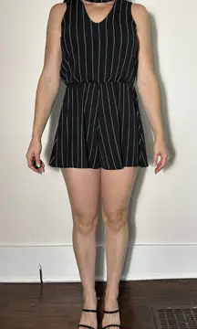 y2k Black White Striped Romper MADE IN USA Size Small