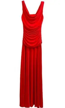 Night Way Coral Gathered Stretch Cowl Neck Formal Dress 8 Draped