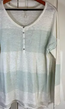 Free People Beach Boho Colorblock Linen Blend Sweater Women XS Oversized Resort‎