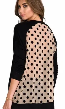 Derek Lam 10 Crosby Runway Oversized Crew‎ Neck Black Nude Dot Back Size Small