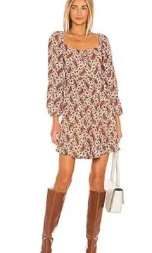 Faithful The Brand Naline Mini Dress in Burgundy Sable Paisley- size 6