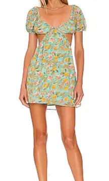 Revolve More To Come‎ Marlene Cut Out Dress in Green Floral Size Medium NWT
