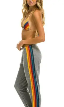 woman’s five stripe sweatpants-heather gray