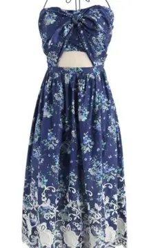 Here Comes The Sun Dress Small Blue Halter Neck Summer Vacation