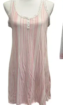 Aria Vintage Y2K Pink Stripe & Polka Dot Cotton Jersey Robe Gown Coquette Small
