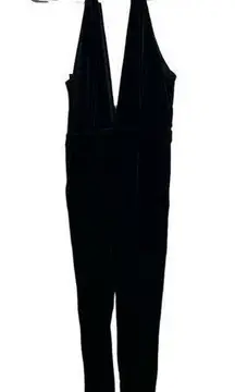 Jordyn Jagger High Neck Black Velour Jumpsuit