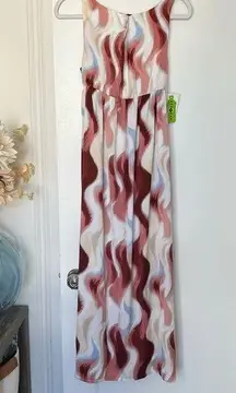 Open Edit Twist Front Abstract Print Tie Dye Maxi Dress Size XXS NWT