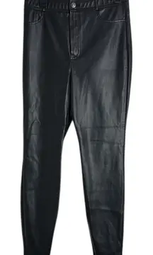 Zara Black Faux Leather Tapered Ankle Zip Hi Waisted Leggings Pants size XL