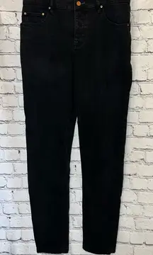 Asos Women’s High Waisted Black‎ Denim Straight Leg Jeans Distressed Size 33”