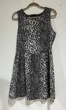 Womans Attention Gray Black Leopard Print Dress Pullover Sleeveless Xl