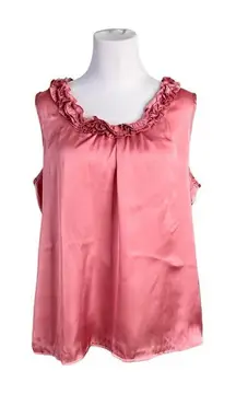 2/$20‎ Elementz Rose Ruffled Vneck Sleeveless Blouse sz XL Modern Flowy Top